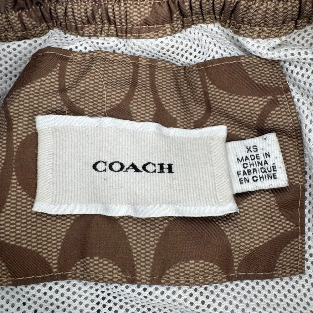 Coach Signature Monogram Swim Shorts Brown Tan C3047 Mens XS Luxury Trunks